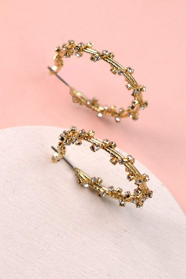 RHINESTONE WRAP BRASS HOOP EARRINGS | 10E2110908