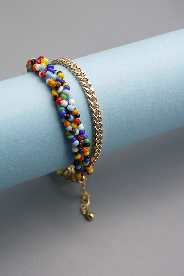 TWISTED ROWS OF SEEDBEAD MULTI LAYER BRACELET 31B22699