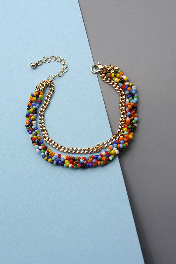 TWISTED ROWS OF SEEDBEAD MULTI LAYER BRACELET 31B22699