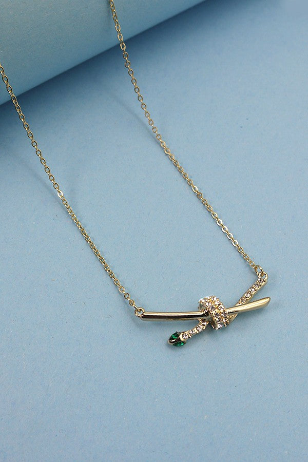 RHINESTONE SNAKE ON BAR NECKLACE | 31N22409