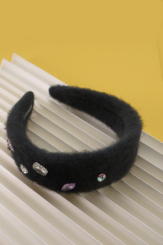 FAUX FUR RHINESTONE HEAD BANDS | 40HB109