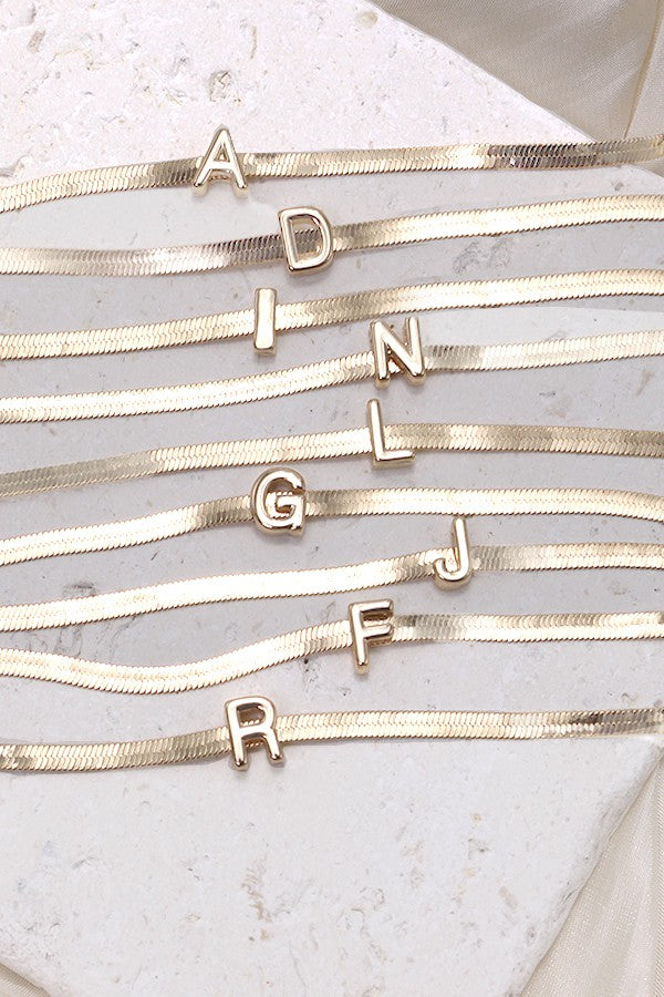 PERSONALIZED WIDE HERRINGBONE INITIAL NECKLACE | 52N2113031