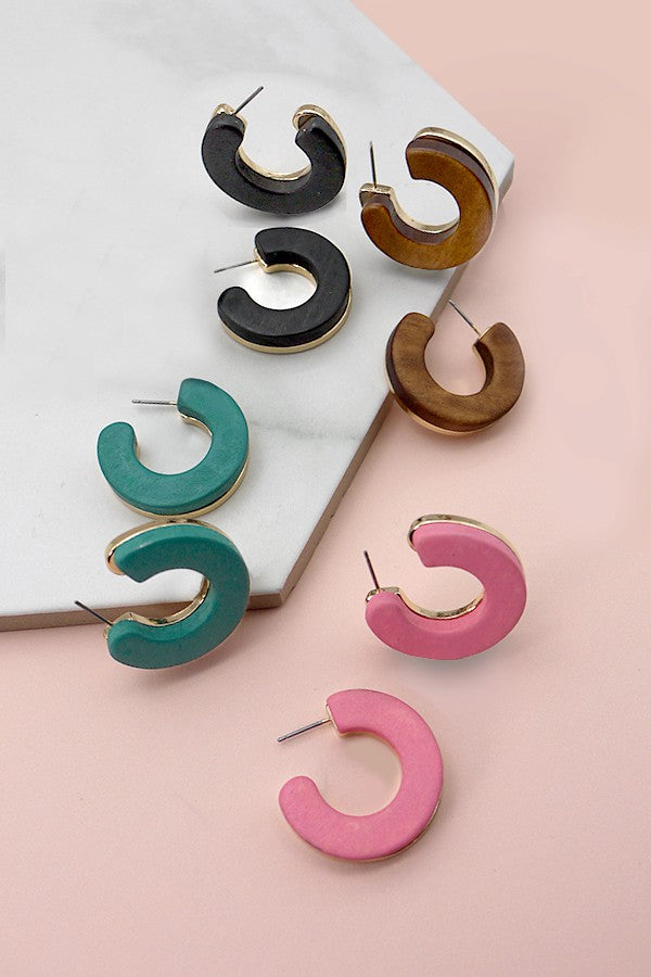 ARTISANAL NATURAL WOOD HOOP EARRINGS | 52E2113036