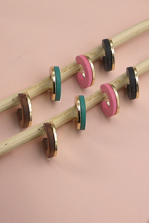 ARTISANAL NATURAL WOOD HOOP EARRINGS | 52E2113036