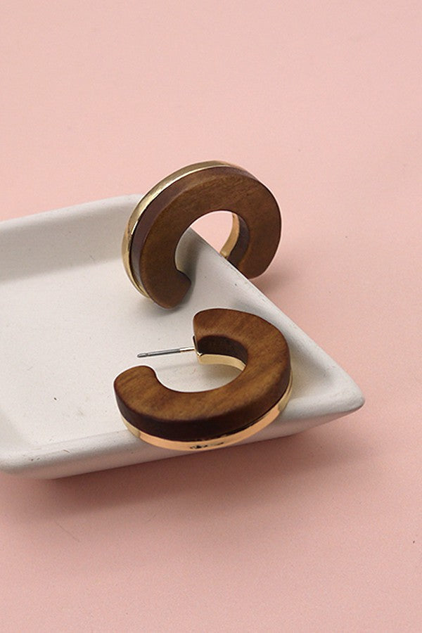 ARTISANAL NATURAL WOOD HOOP EARRINGS | 52E2113036