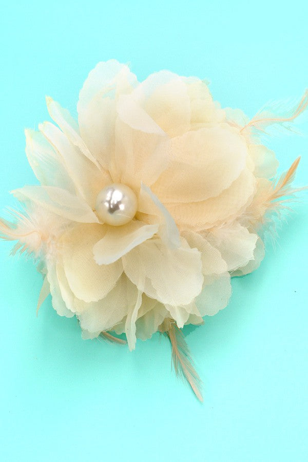 LACE FEATHER BOW HAIR CLAW CLIPS | 40H628