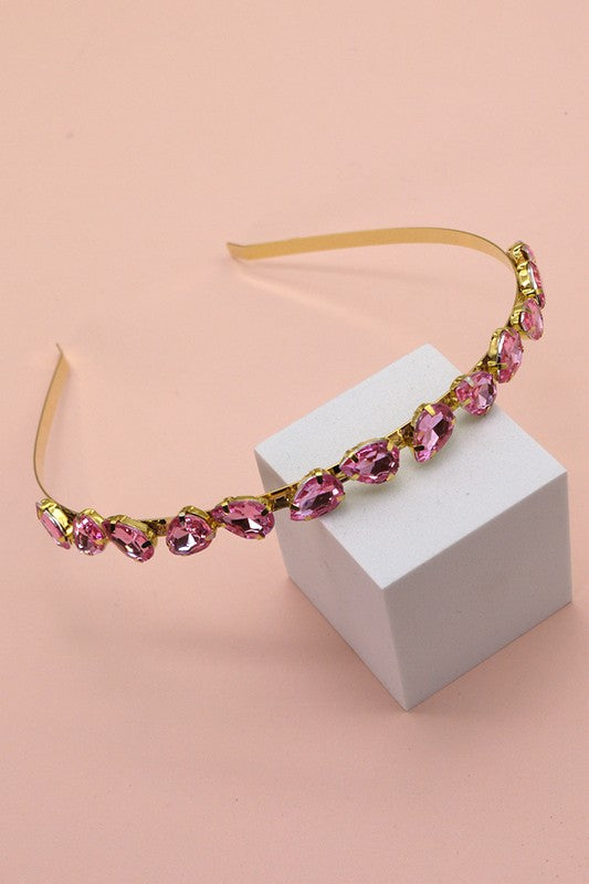 ACRYLIC BEAD RHINESTONE EMBELLISHED HEADBAND | 40HB114
