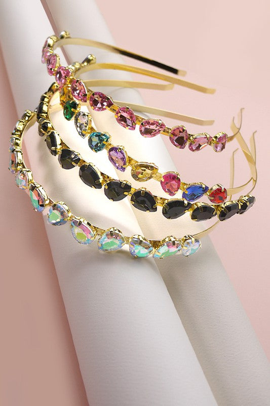 ACRYLIC BEAD RHINESTONE EMBELLISHED HEADBAND | 40HB114
