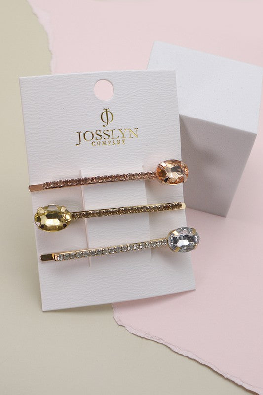 RHINESTONE HAIR PIN 3 COLOR SET | 40H112