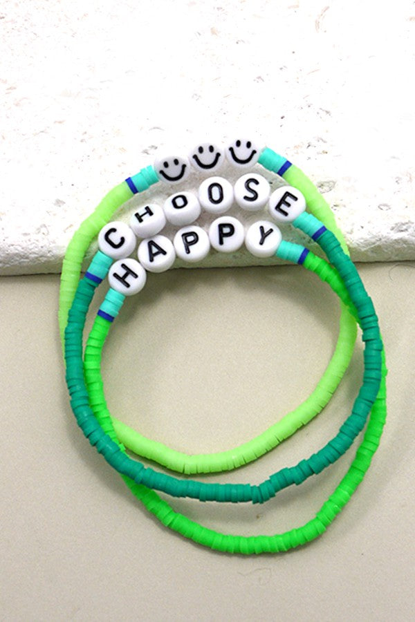 TRIO HEISHI SILICONE DISC BEAD WORD BRACELET SET 10B3011725