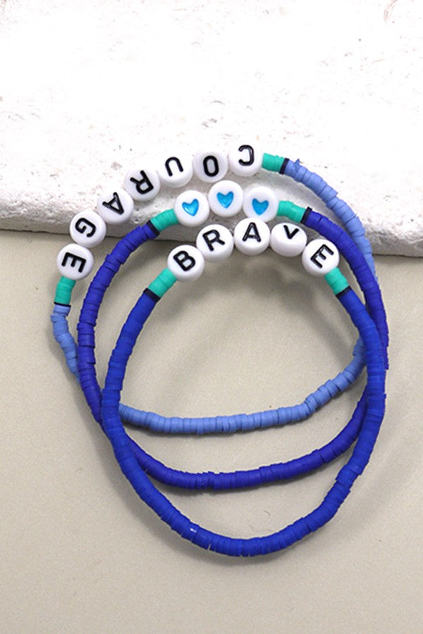 TRIO HEISHI SILICONE DISC BEAD WORD BRACELET SET 10B3011725