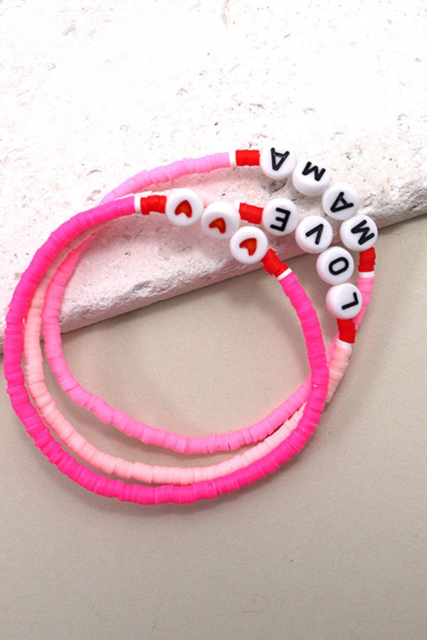 TRIO HEISHI SILICONE DISC BEAD WORD BRACELET SET 10B3011725