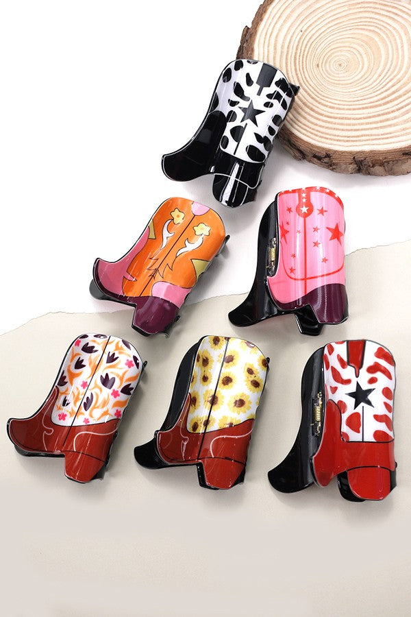 WESTERN COWGIRL BOOT HAIR CLAW CLIPS 40H570