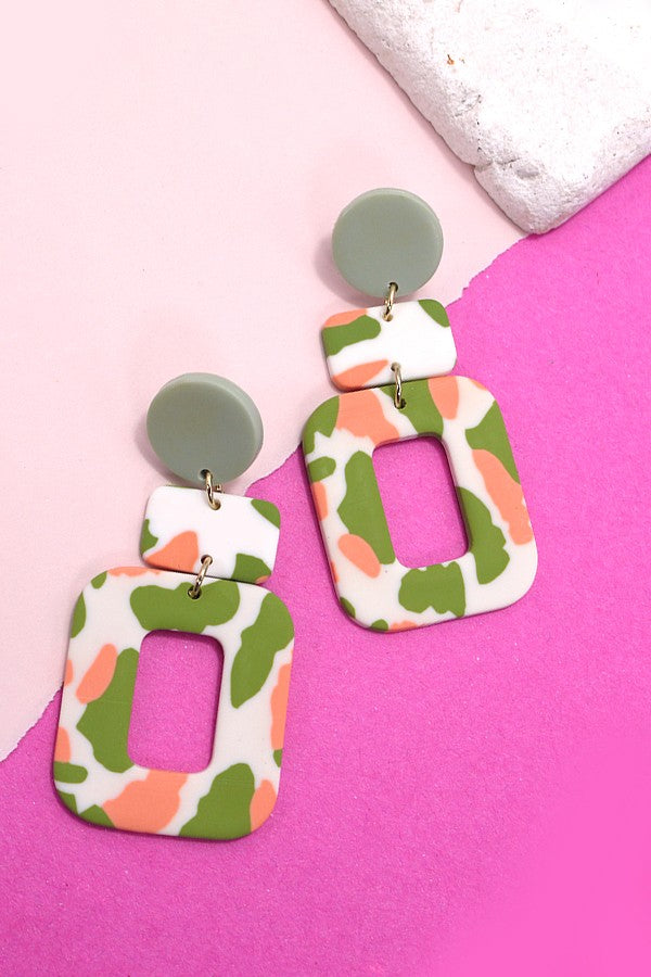 GEOMETRIC POLYMER CLAY DROP EARRINGS | 40E230
