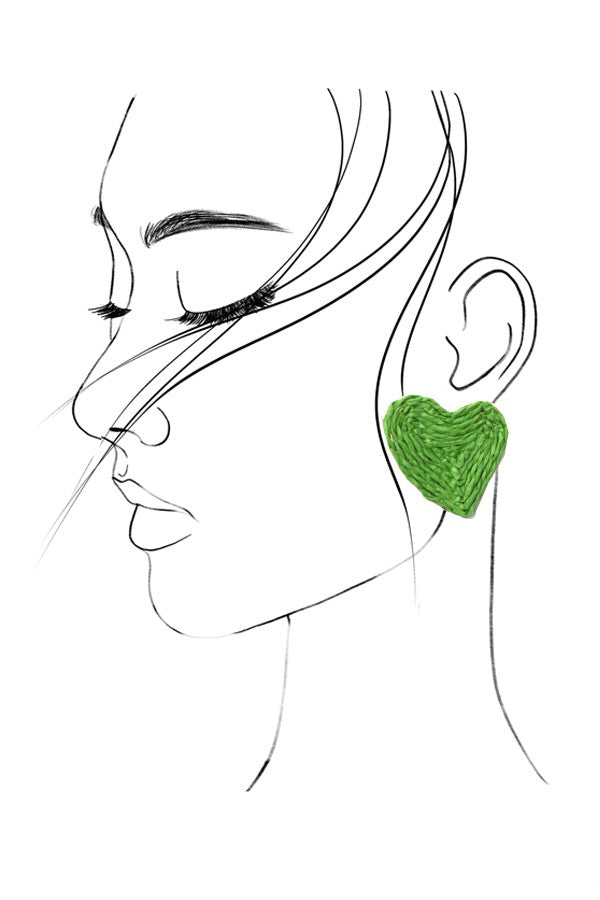RAFFIA BOHO HEART STUD EARRINGS | 10E3021037