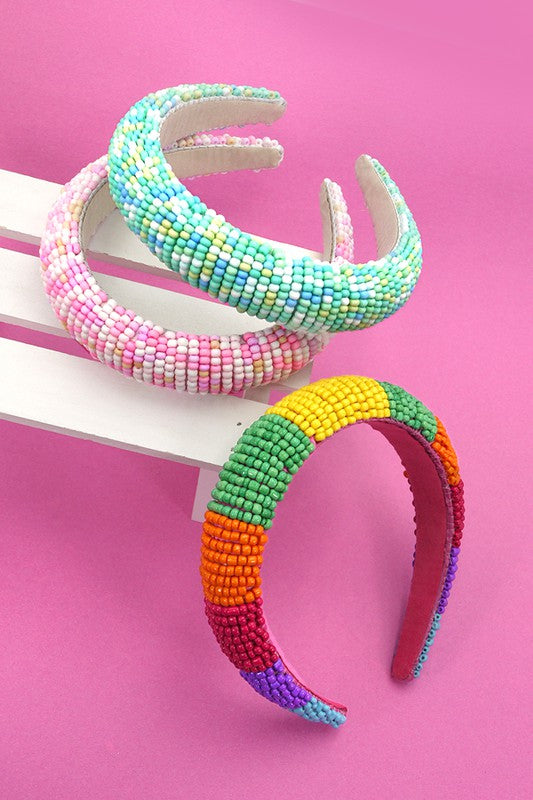 COLORFUL SEED BEADED HEADBAND | 40HB126