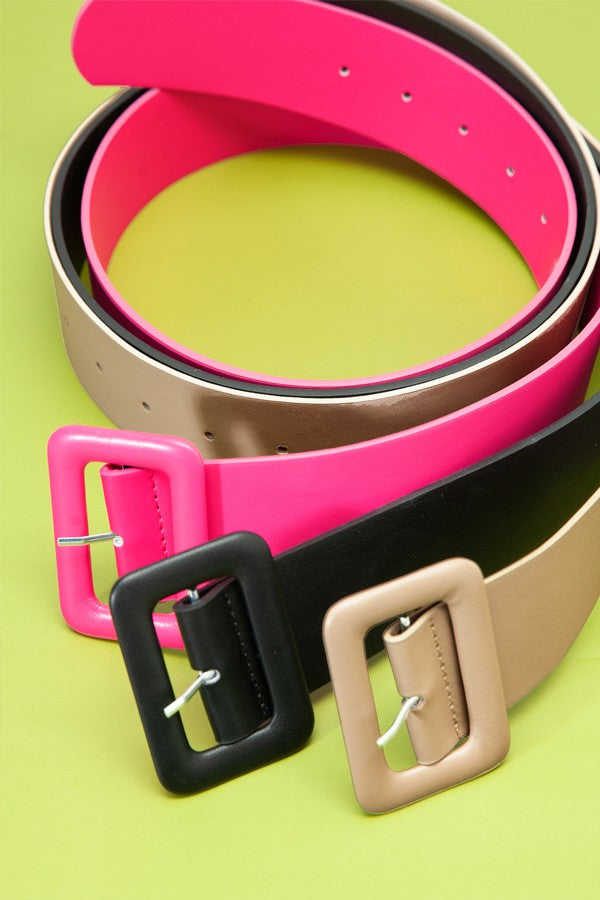 FASHION SQUARE BUCKLE LEATHER BELT | 40BT622