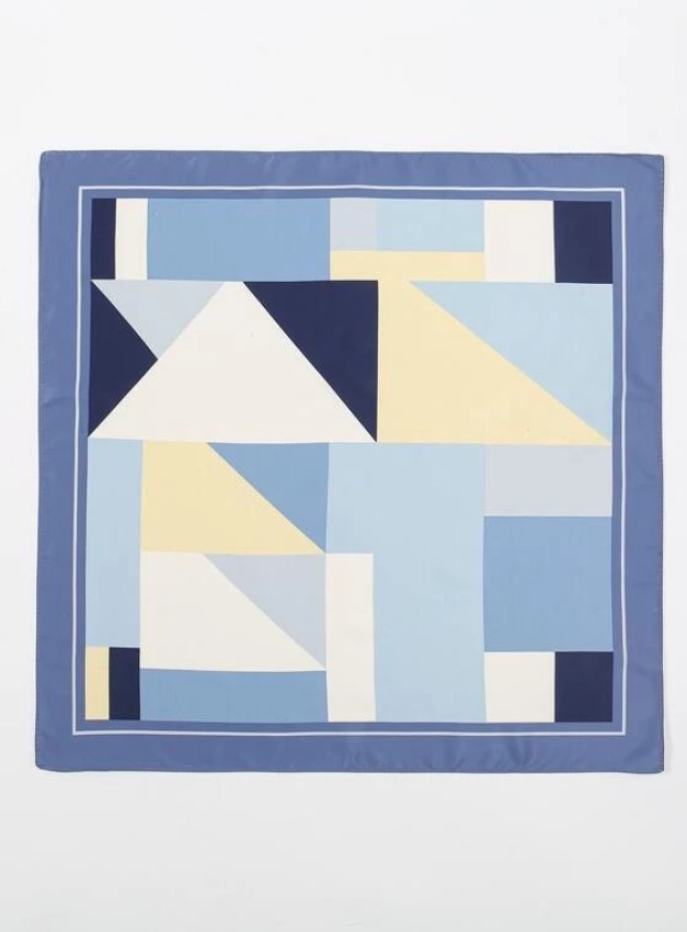 COLOR BLOCK SILKY FEEL BANDANA SCARF | 21SC394