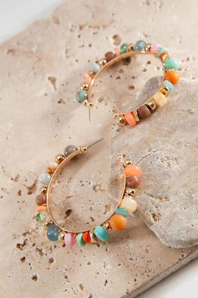 HAND MADE MULTI BEADED HOOP EARRINGS | 80E504