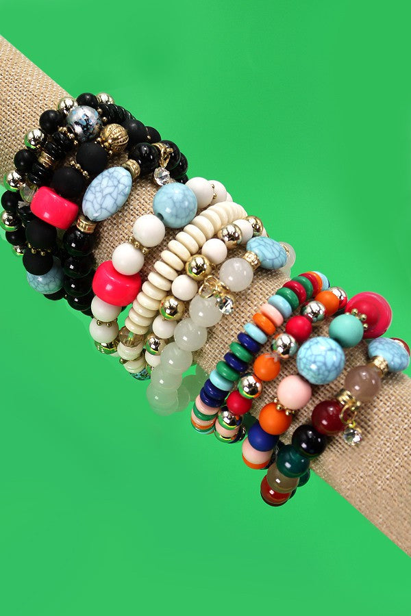 MULTI STONE BEAD BRACELET SET | 40B102