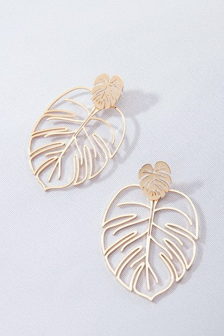 TROPICAL LEAF STATEMENT EARRINGS | 80E519