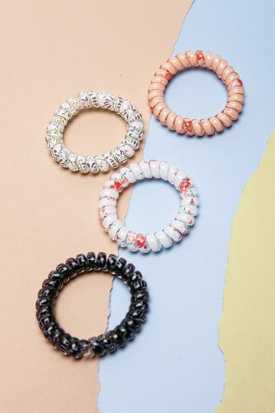 FLOWER PONYTAIL COIL SET OF 4 | 40PT315