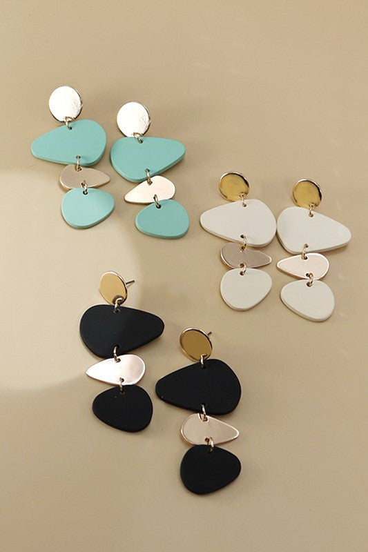 MATTE GEO SHAPE LINEAR DROP EARRINGS | 80E527