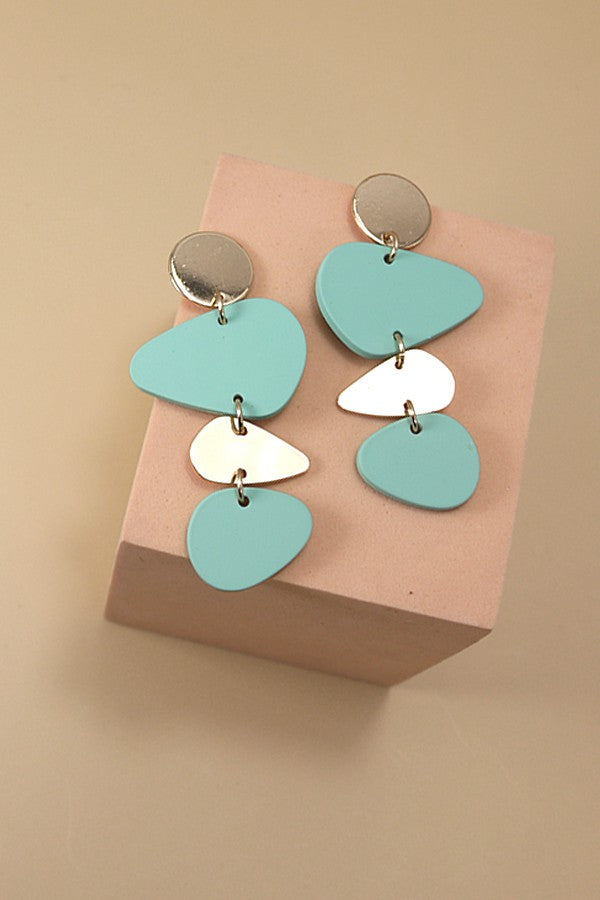 MATTE GEO SHAPE LINEAR DROP EARRINGS | 80E527