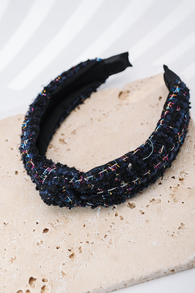 TWEED CHECKER WIDE KNOTTED HEADBAND | 40HB129