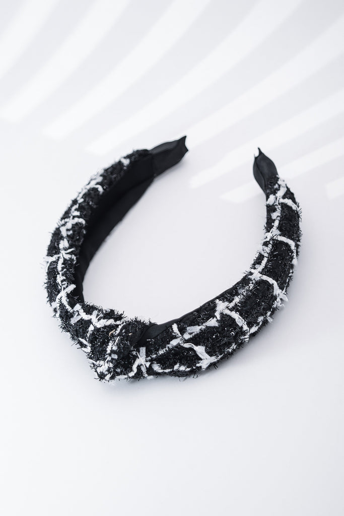 TWEED CHECKER WIDE KNOTTED HEADBAND | 40HB129