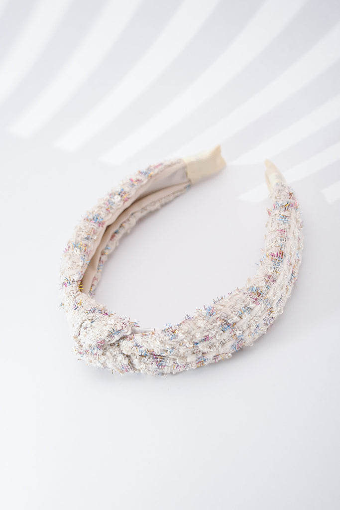 TWEED CHECKER WIDE KNOTTED HEADBAND | 40HB129