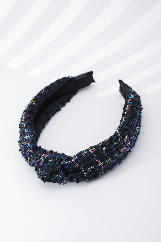 TWEED CHECKER WIDE KNOTTED HEADBAND | 40HB129