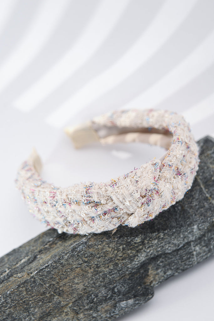 TWEED CHECKER WIDE KNOTTED HEADBAND | 40HB129