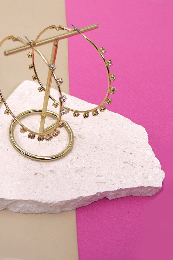 RHINESTONE LARGE HOOP EARRINGS | 10E3051942