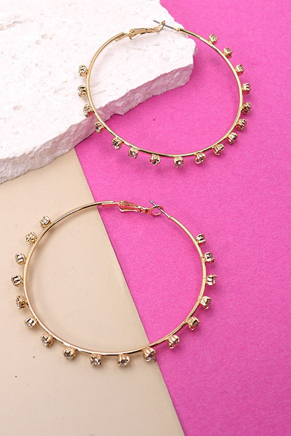 RHINESTONE LARGE HOOP EARRINGS | 10E3051942