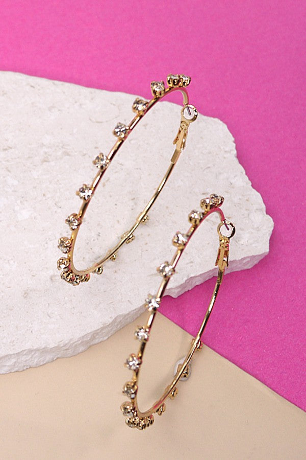 RHINESTONE LARGE HOOP EARRINGS | 10E3051942