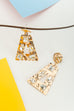 HAMMERED RHINESTONE TRAPEZOID DROP EARRING | 80E1020