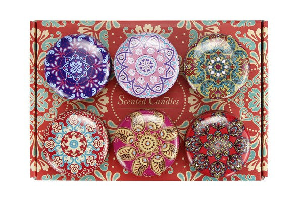 CANDLE NATURAL SOY AROMATHERAPY 6PC SET TIN | 90C101