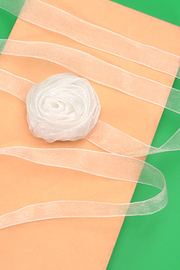 CHIFFON ROSETTE FLOWER CHOKER NECKLACE | 40N302