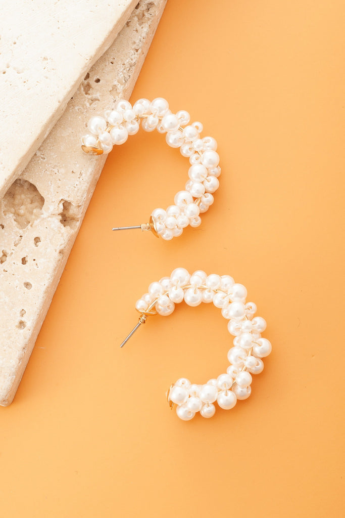 PEARL BEADED HOOP EARRINGS | 10E3060163