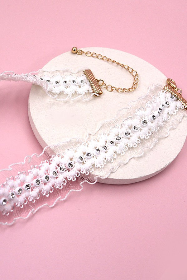 LACE RHINESTONE CHOKER NECKLACE | 31N23145