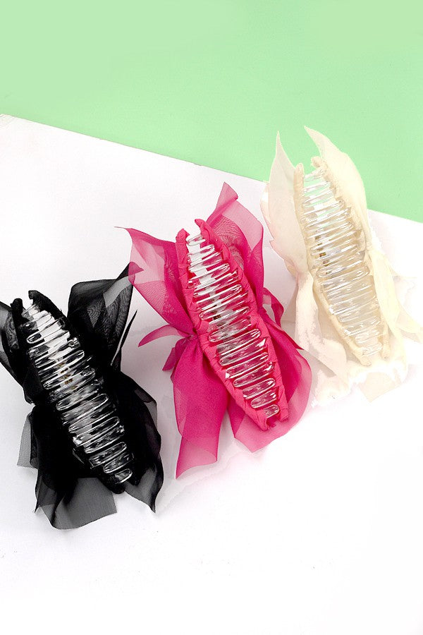 SILK LIKE CHIFFON BOW HAIR CLAW CLIPS | 40H625