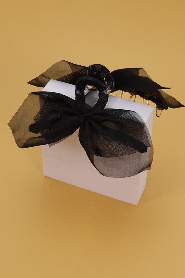 SILK LIKE CHIFFON BOW HAIR CLAW CLIPS | 40H625