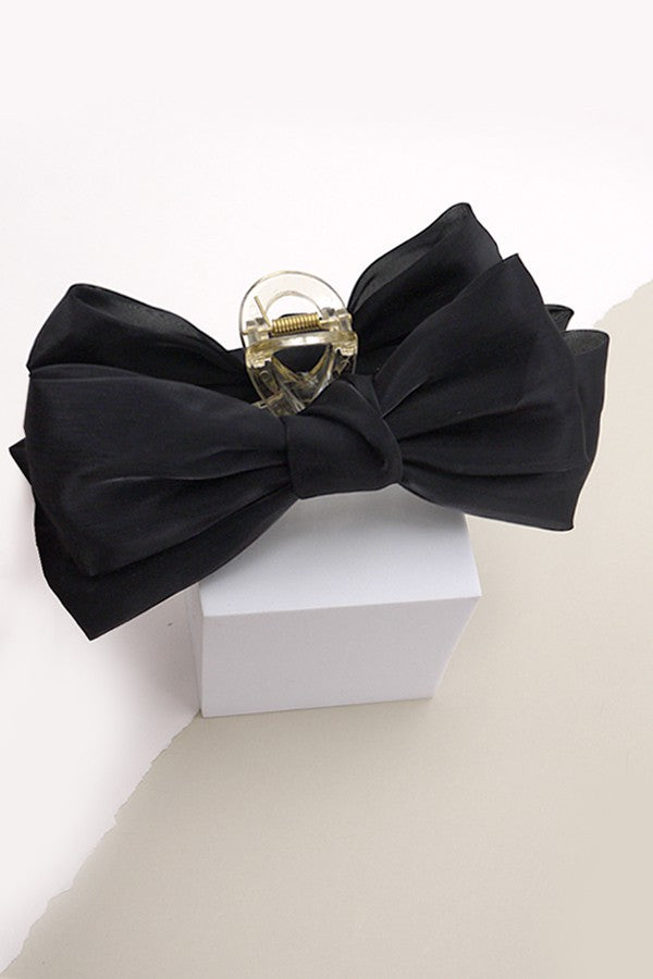 LARGE CHIFFON DOUBLE RIBBON BOW HAIR CLAW CLIPS | 40H627