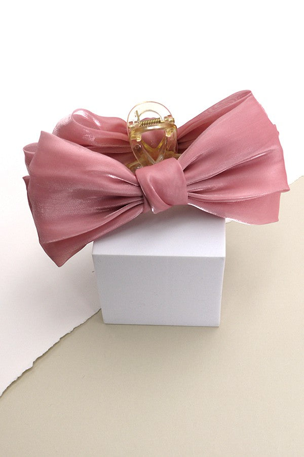 LARGE CHIFFON DOUBLE RIBBON BOW HAIR CLAW CLIPS | 40H627