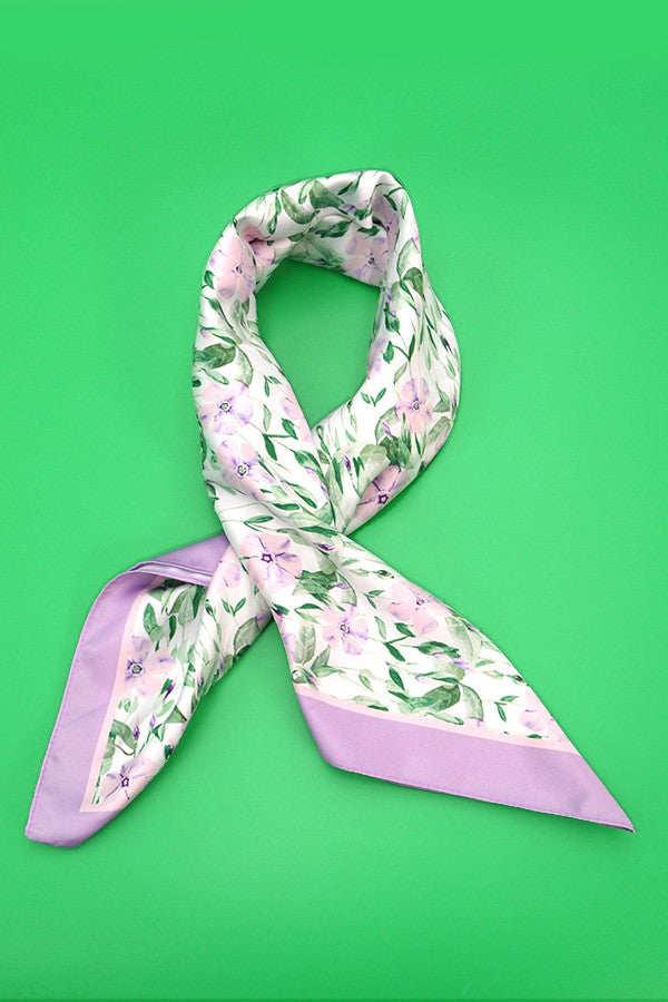 FLOWER PRINT SILKY FEELING BANDANA SCARF | 40SC611