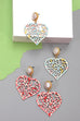 HEART FILIGREE CUT OUT PRINT PEARL DROP EARRING | 10E3062033