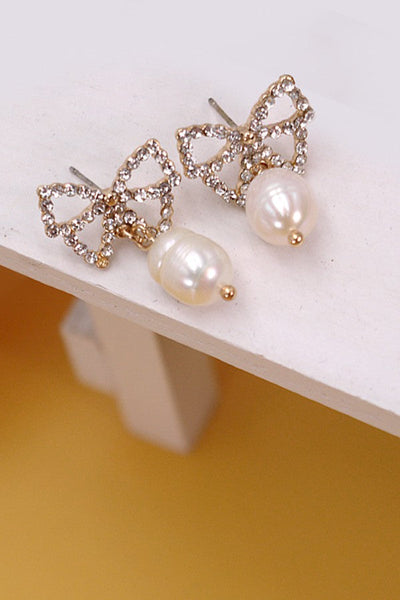 【MONDAY EDITION】Tiny Pearl Pull Bow Earrings / ピアス Monday Edition(マンデイエディション) ピアス(レディース