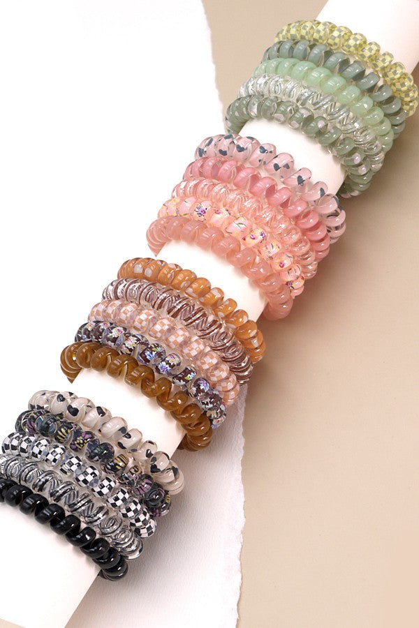 MIX SOLID FLOWER CHECKER ANIMAL HAIR COILS 5 ASST | 40PT316