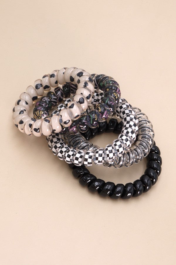 MIX SOLID FLOWER CHECKER ANIMAL HAIR COILS 5 ASST | 40PT316